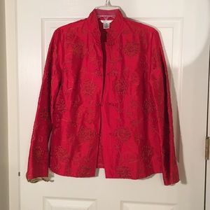 Red 100% SILK Asian jacket